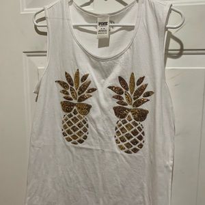 PINK Victoria's Secret Tops - PINK tank top white and gold PINK Victoria's Secret Tops - PINK tank top white and gold